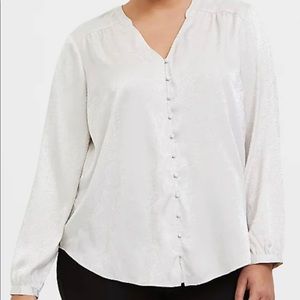 IVORY JACQUARD BUTTON FRONT BLOUSE